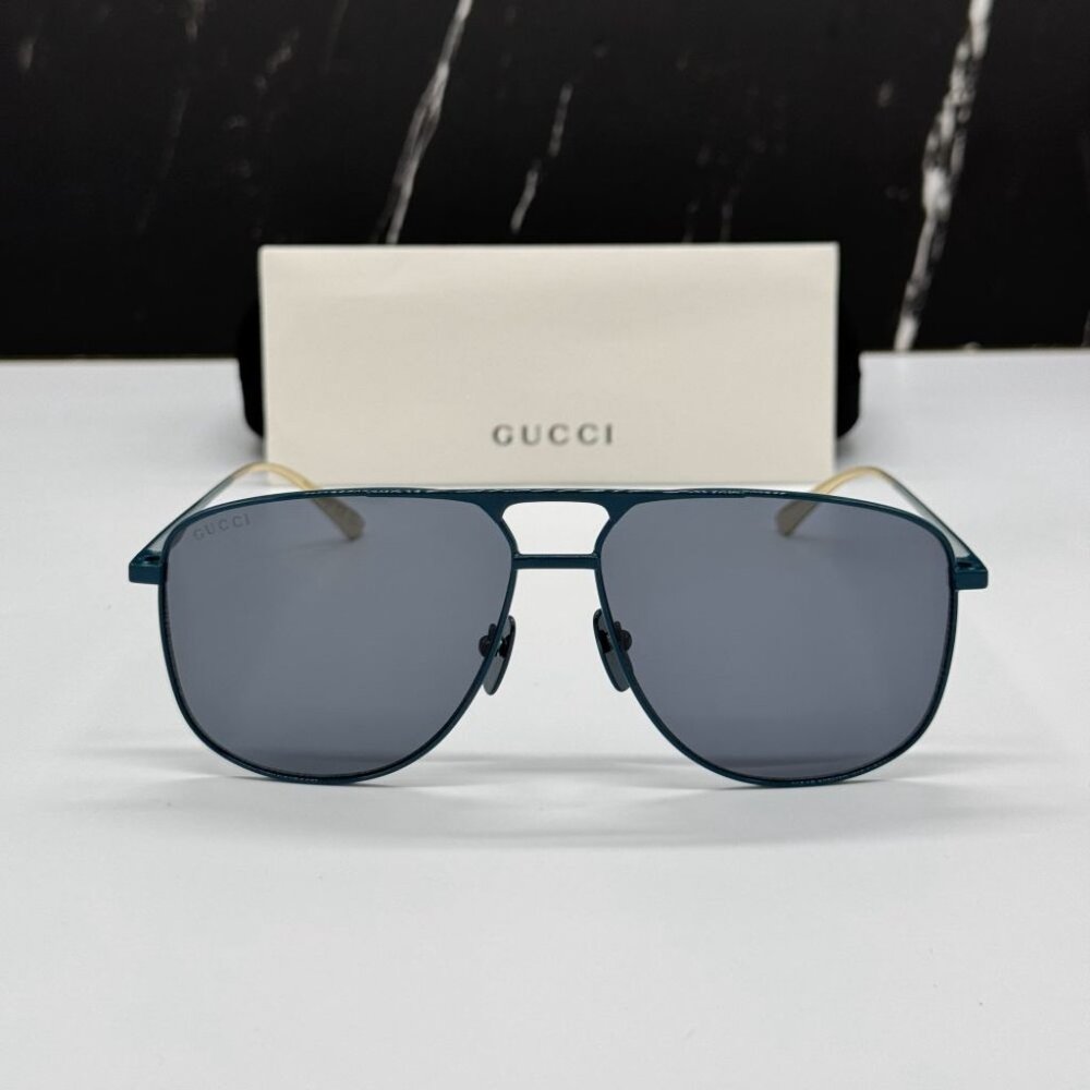 NEW GG0336S 003 GUCCI SUNGLASSES AVIATOR BLUE GREY UNISEX EYEWEAR GUCCI